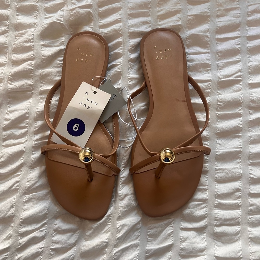 A New Day Women's Brown Slide Sandals